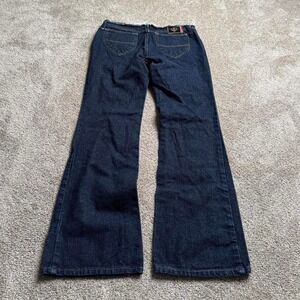 QUIKSILVER ROXY JEAN RAW WAISTBAND INDIGO BLUE FLARED DENIM